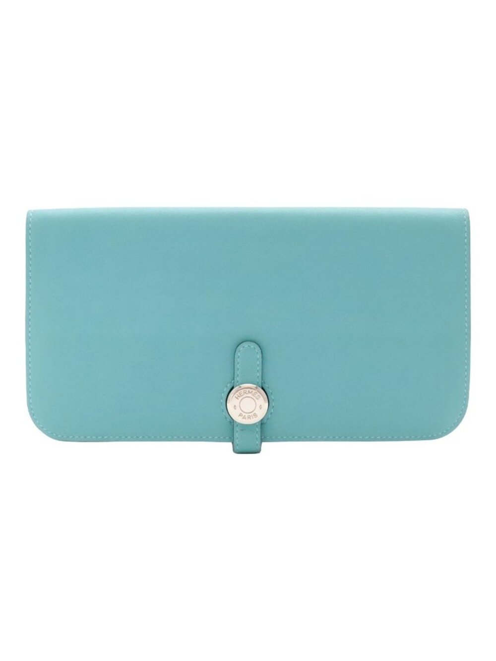 Hermes Dogon Recto Verso Long Wallet Bifold Veau Swift Blue Atoll Silver